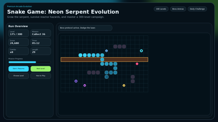 Snake Game: Neon Serpent Evolution